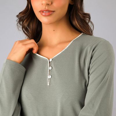 Imagen 2 del producto Pijama Abotonado Con Print Verde