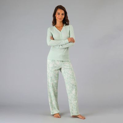 Imagen 1 del producto Pijama Polera Rib Con Pata Y Broche Verde