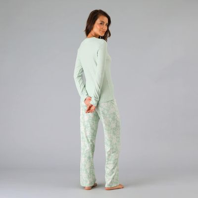 Imagen 2 del producto Pijama Polera Rib Con Pata Y Broche Verde