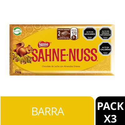 Chocolate SAHNE NUSS® Barra 250g X3