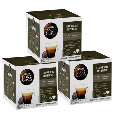 Pack 3 Café NESCAFÉ DOLCE GUSTO® Espresso Intenso 10 Cápsulas