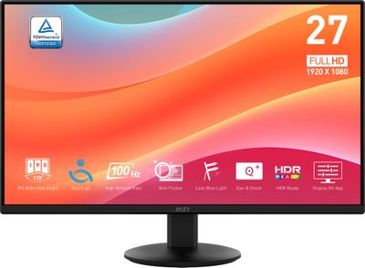 Monitor Plano MSI PRO MP272L 27 FHD IPS 100Hz 1ms HDR HDMI DP Eye Care