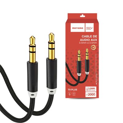 Cable Auxiliar de Audio Motomo, 3.5mm, 1 Metro, Color Negro