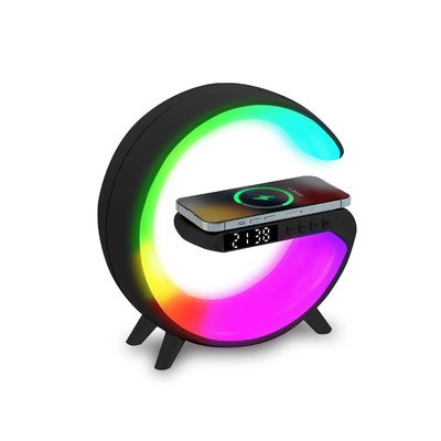 Imagen 1 del producto Parlante Bluetooth Mlab My Lil G 5 en 1 9388 - Carga Inalámbrica, Luz RGB, Reloj y Alarma, Negro