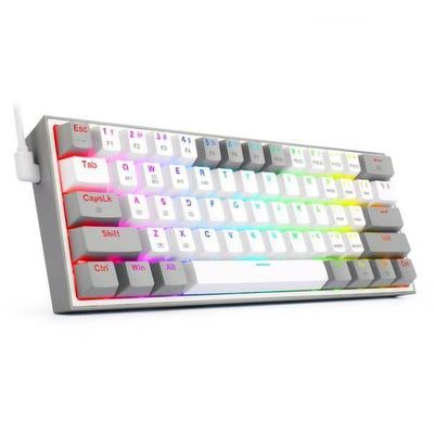 Teclado Mecánico Gamer Redragon Fizz Pro, Wireless, 60%, Switch Redragon Red, Español, White/Grey