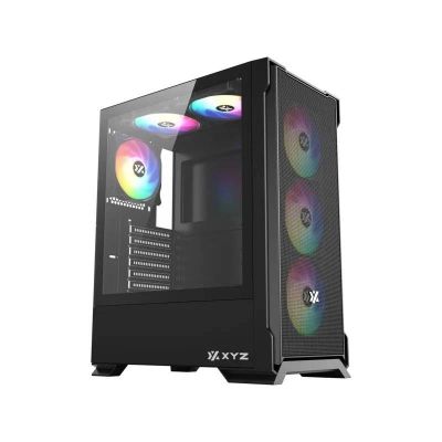 Gabinete Gamer XYZ AIRONE 300-X MESH, ATX, Panel Malla, 6 Ventiladores ARGB, Negro
