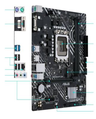 Imagen 2 del producto Placa Madre ASUS PRIME H610M-F D4, Socket LGA1700, 2x DDR4, M.2, PCIe 4.0, VGA, Micro?ATX