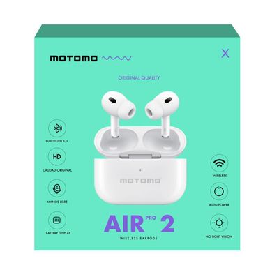 Imagen 2 del producto  Audífonos Inalámbricos Motomo Air Pro 2, In-Ear, True Wireless, Bluetooth, Color Blanco 
