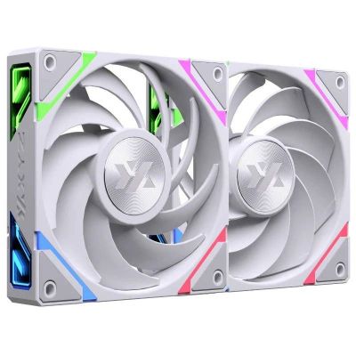 Kit de 3 Ventiladores XYZ VORTEX PRO A-RGB, Conexión en Cadena, Regular Airflow, 120mm, Blanco