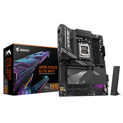 Imagen 1 del producto Placa Madre GIGABYTE X870 AORUS ELITE WIFI7, AMD AM5, 4x DDR5, Wi-Fi 7, 4x SATA, M.2, ATX