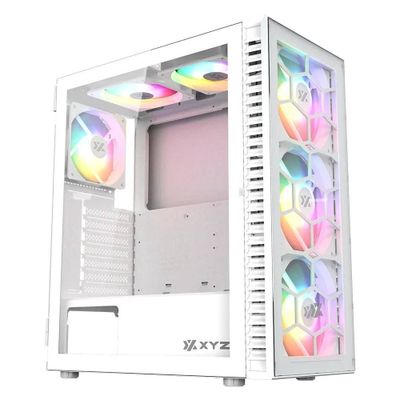 Gabinete Gamer XYZ AIRONE 100 GLASS, Vidrio Templado, 6 Ventiladores ARGB, Blanco