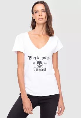Women Short Tshirt White Black Bubba