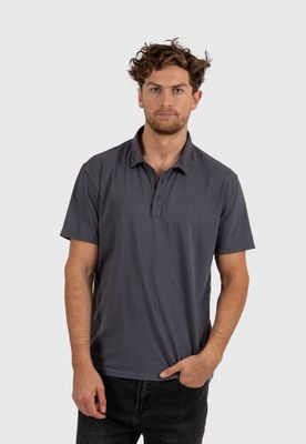 Cotton Polo Tee Dark Grey Black Bubba