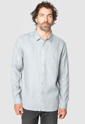 Long Shirt Linen Light Grey Black Bubba