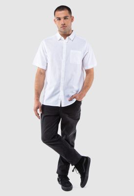 Camisa Manga Corta Lino Blanca Black Bubba
