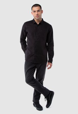 Camisa Manga Larga Lino Black Black Bubba