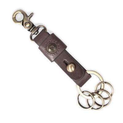 LLAVERO CUERO HOMBRE  GINO RODINIS  LL114 CAFÉ