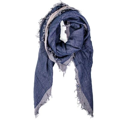 Imagen 2 del producto Bufanda Unisex 2039 Azul con Gris de Algodón 