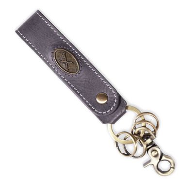 LLAVERO CUERO HOMBRE  GINO RODINIS  LL112 GRIS