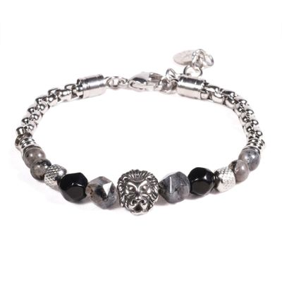 BRAZALETE UNISEX GINO RODINIS B536 | Negro/Plateado