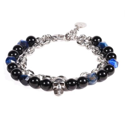 BRAZALETE HOMBRE GINO RODINIS B538 | Negro/Plateado