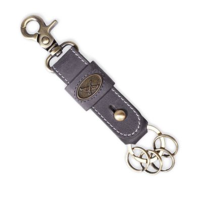 LLAVERO CUERO HOMBRE  GINO RODINIS  LL113 GRIS