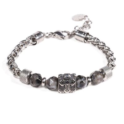 BRAZALETE UNISEX GINO RODINIS B531 | Negro/Plateado