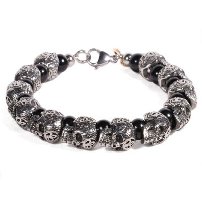 BRAZALETE HOMBRE GINO RODINIS B523 | Negro/Plateado