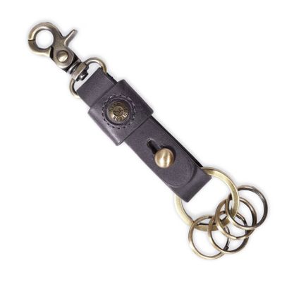 LLAVERO CUERO HOMBRE  GINO RODINIS  LL114 GRIS