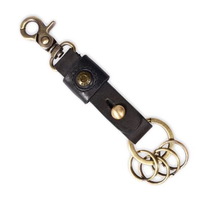 LLAVERO CUERO HOMBRE  GINO RODINIS  LL114 NEGRO