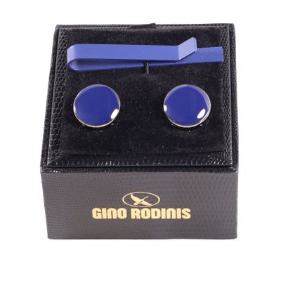 Imagen 1 del producto Set Pasador De Corbata Y Cubre Botón Gino Rodinis TB019 Azul