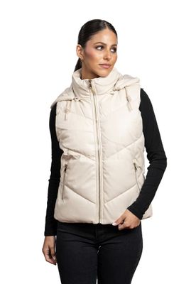 Puffa sin Manga CHG76 Ecocuero Blanco Invierno