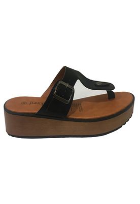 Sandalia cuero ecológico Negra ZAV92