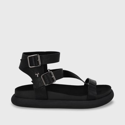 Sandalia Plano Negro Mujer 53702 Gotta