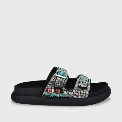 Sandalia Plano Negro Mujer 53705 Gotta