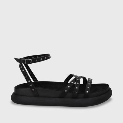 Sandalia Plano Negro Mujer 53703 Gotta