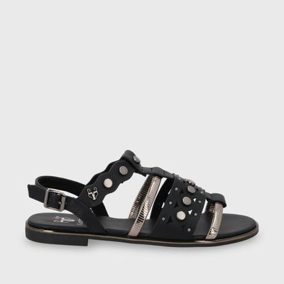 Sandalia Plano Negro Mujer 55212 Gotta