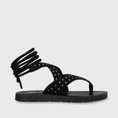 Sandalia Plano Negro Mujer 13257 Gotta