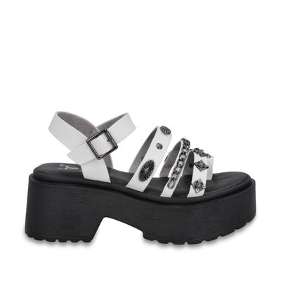 Sandalia Plataforma Tachas Blanca Mujer 45982 Gotta