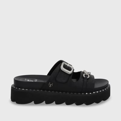 Sandalia Plano Negro Mujer 1573D Gotta