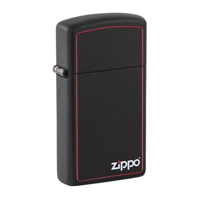 ENCENDEDOR ZIPPO 1618ZB SLIM BLACK MATTE RED BORDER & LOGO