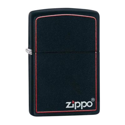 ENCENDEDOR ZIPPO 218ZB CLASSIC BLACK MATTE RED BORDER & LOGO