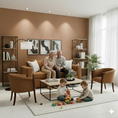 Living 311 Kabul cafe sofa 3 cuerpos + 2 sitiales madera