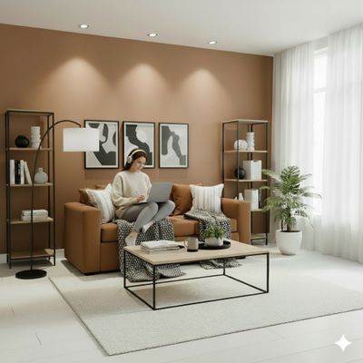 Imagen 2 del producto Living 311 Kabul cafe sofa 3 cuerpos + 2 sitiales madera