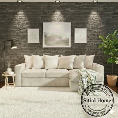 Imagen 2 del producto Seccional intercambiable Tennese Blanco bone cuero sintetico envejecido resortes full comfort plus