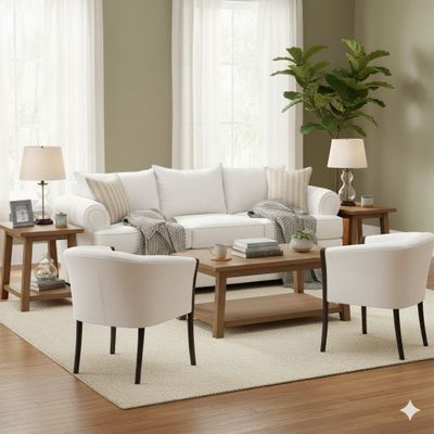 Juego de Living Pastora blanco 311 sofa resortes + 2 sitiales madera