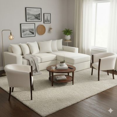 Imagen 1 del producto Living 311 Havanna blanco seccional 3 cuerpos con resortes + 2 sitiales