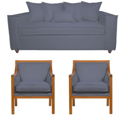 Living 311 Baco Gris Azul Resorte Pocket