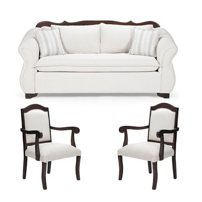 Imagen 1 del producto Living 311 TEHERAN blanco sofa resortes mas 2 sitiales clasicos madera 