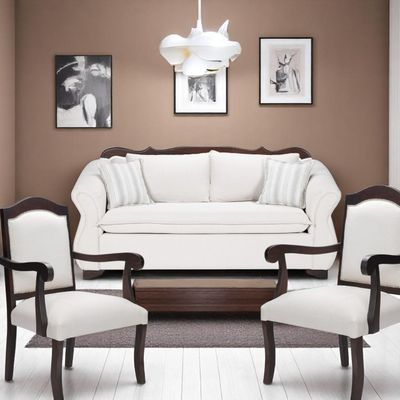 Imagen 2 del producto Living 311 TEHERAN blanco sofa resortes mas 2 sitiales clasicos madera 